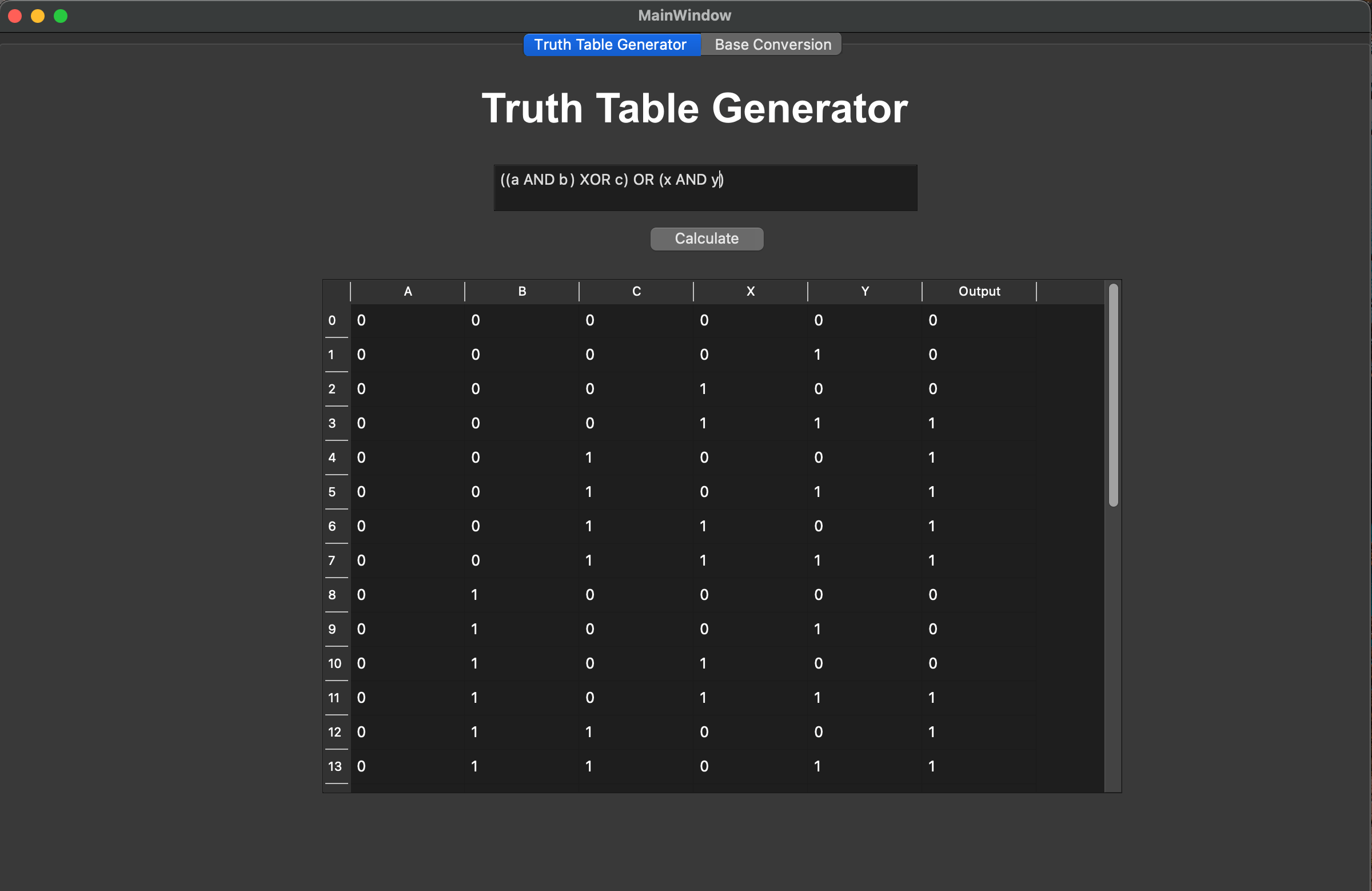 Project - Truth Table Generator